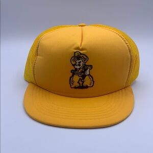 Yellow Vintage Padded Trucker Baseball Cap Wyoming Cowboy Embroidered Patch